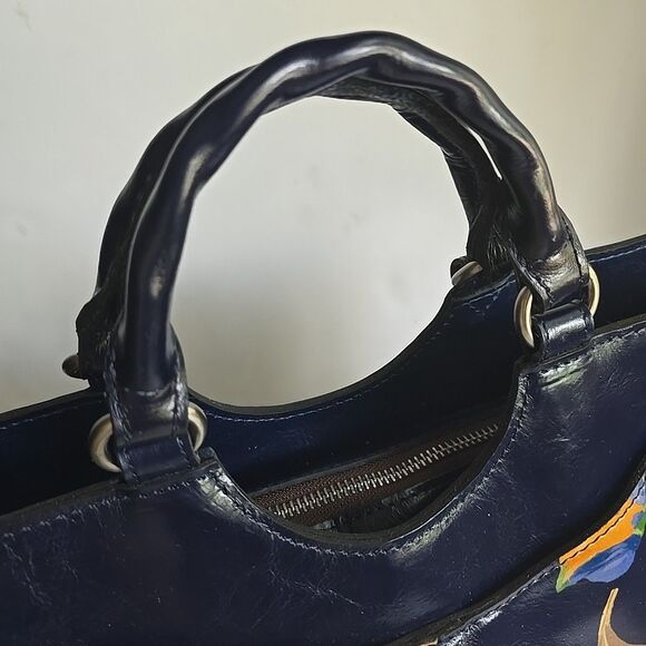 Patricia Nash Clemence Leather Satchel Crossbody Purse Bag Le Fleur Beauty! Read - Picture 3 of 12